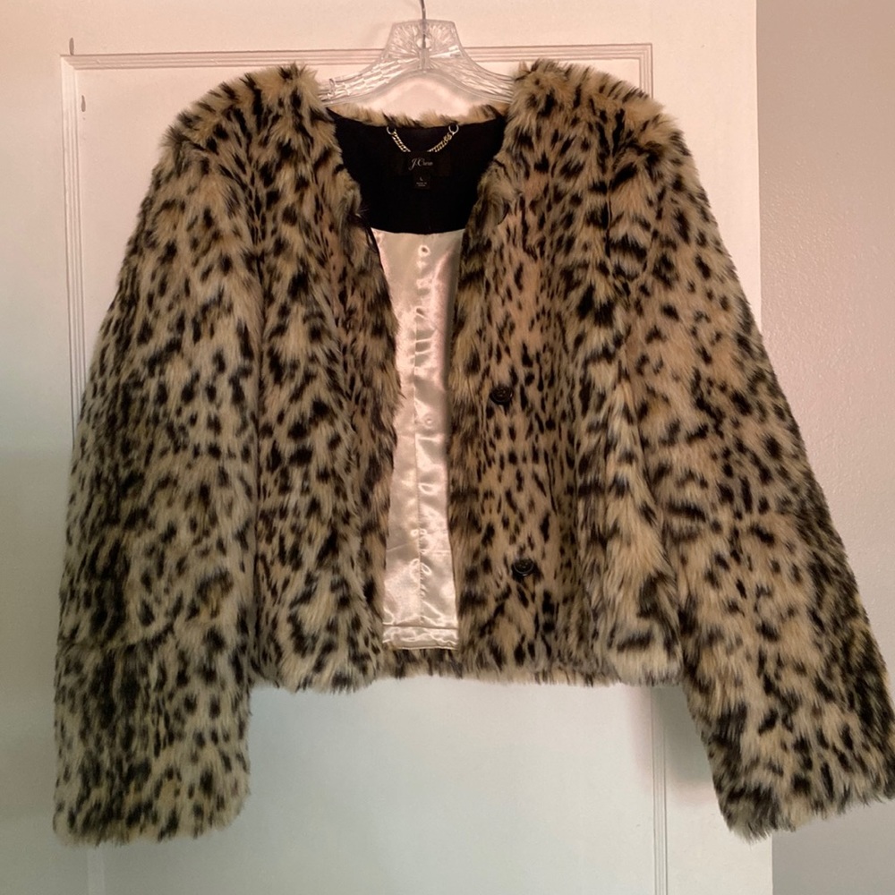 J. Crew Faux Fur Jacket Size L